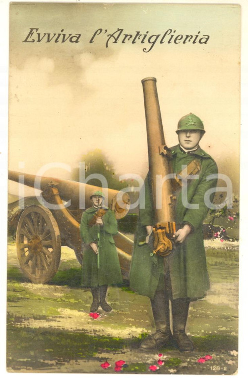 1932 WW2 Artiglieri con baionetta e obice - Evviva l'artiglieria *Cartolina