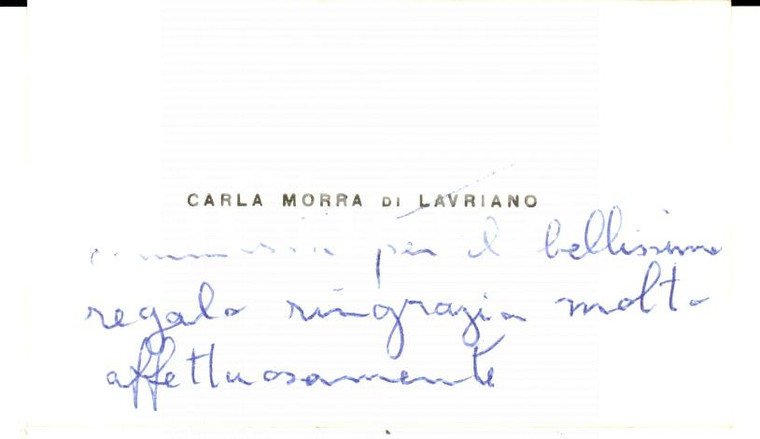 1950 ca TORINO Biglietto da visita contessa Carla MORRA DI LAURIANO *Autografo