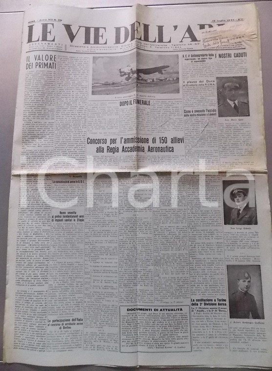 1936 LE VIE DELL'ARIA Eccidio missione aviatoria italiana a LEKEMTI *Giornale