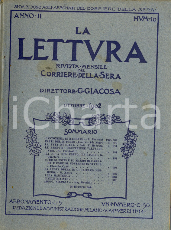 1902 LA LETTURA Le ferrovie elettriche valtellinesi *ILLUSTRATA Anno II n° 10