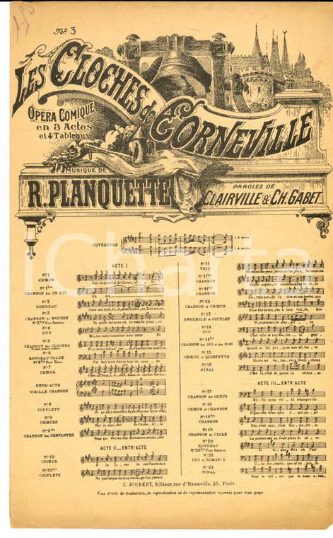1920 ca PLANQUETTE CLAIRVILLE GABET Cloches de Corneville - Couplets du Mousse