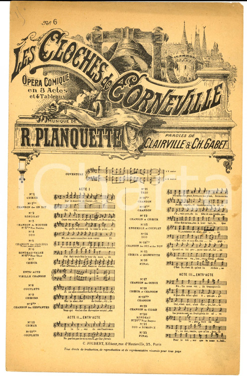 1920 ca PLANQUETTE CLAIRVILLE GABET Les cloches de Corneville - Rondeau-valse