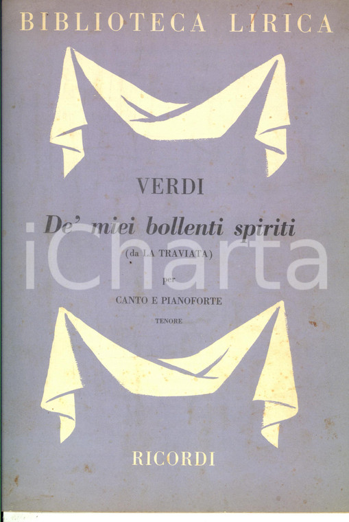 1930 ca MILANO Giuseppe VERDI De' miei bollenti spiriti - Partitura *Ed. RICORDI