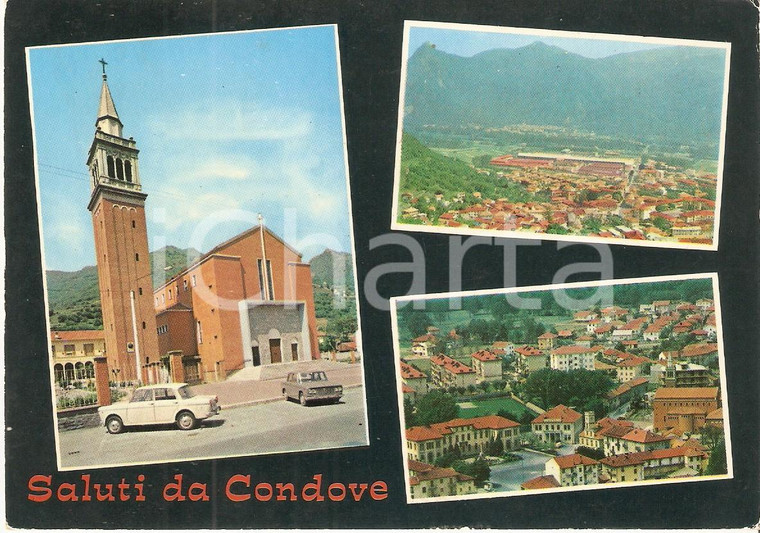 1970 CONDOVE (TO) Auto davanti alla Chiesa Parrocchiale - Vedutine Cartolina FG