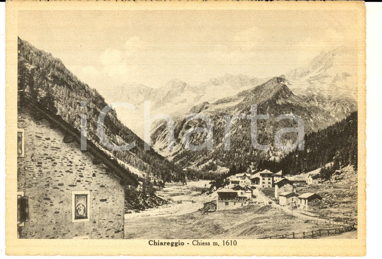 1940 ca CHIAREGGIO (SO) Veduta di CHIESA VALMALENCO *Cartolina postale FG NV