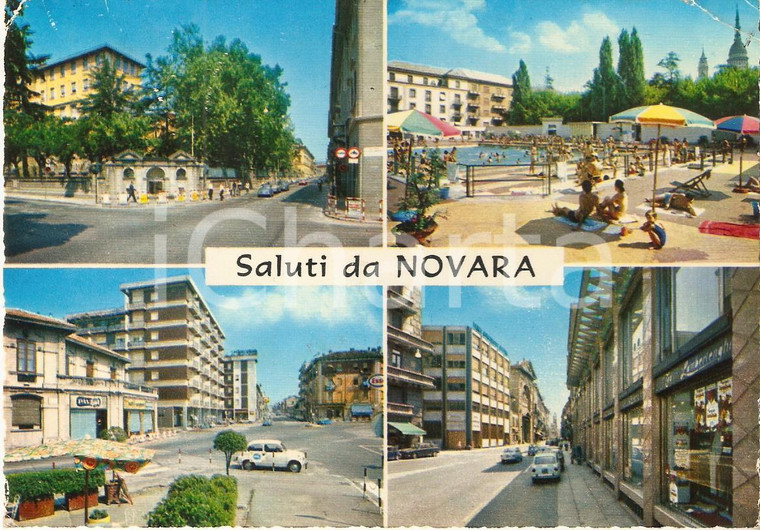 1975 NOVARA Vedutine della città e piscina comunale*Cartolina FG VG