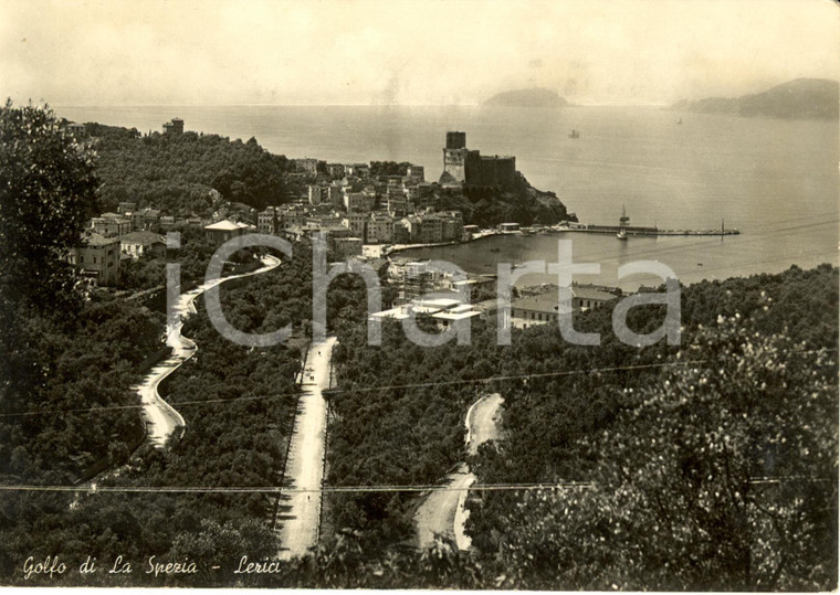 1939 LERICI (SP) Veduta panoramica con castello sul golfo *Cartolina FG VG