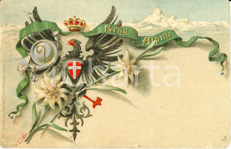 1917 2° Reggimento Alpini Battaglione VAL STURA *Cartolina ILLUSTRATA FP VG