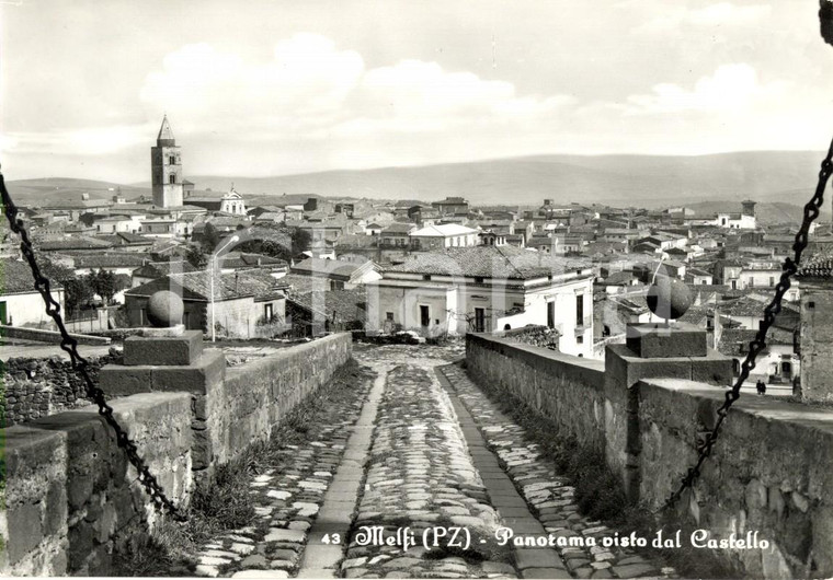 1960 ca MELFI (PZ) Panorama della città vista dal castello *Cartolina FG NV