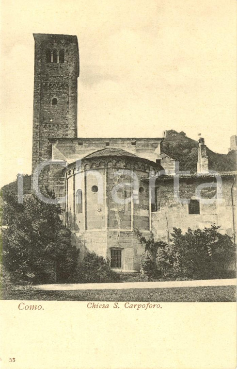 1900 ca COMO Veduta della basilica di SAN CARPOFORO *Cartolina postale FP NV