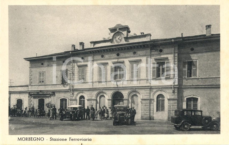 1930 ca MORBEGNO (SO) Veduta della stazione ferroviaria *ANIMATA con auto FP NV