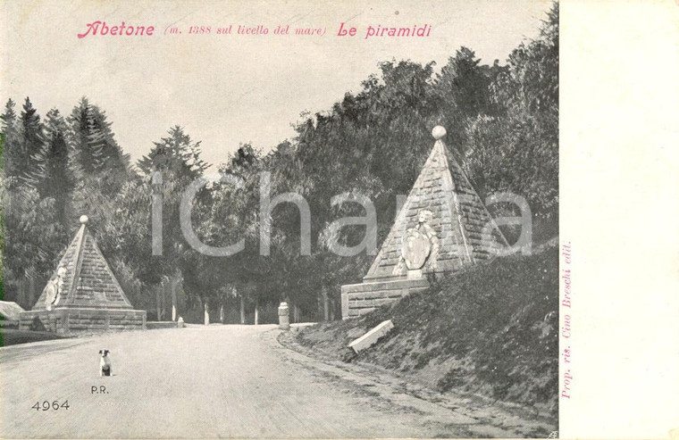 1900 ca ABETONE (PT) Veduta delle PIRAMIDI *Cartolina ANIMATA con cane FP NV
