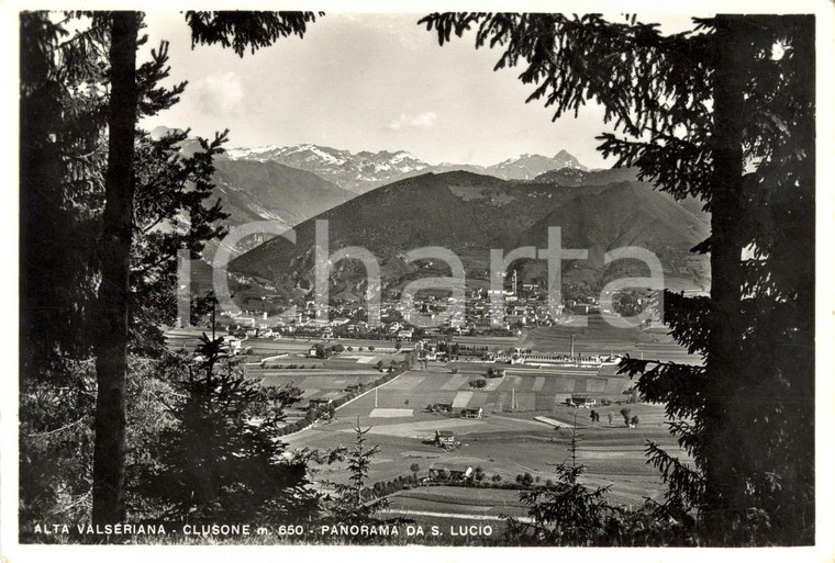 1950 ca CLUSONE (BG) Val SERIANA Panorama da SAN LUCIO *Cartolina postale FG VG