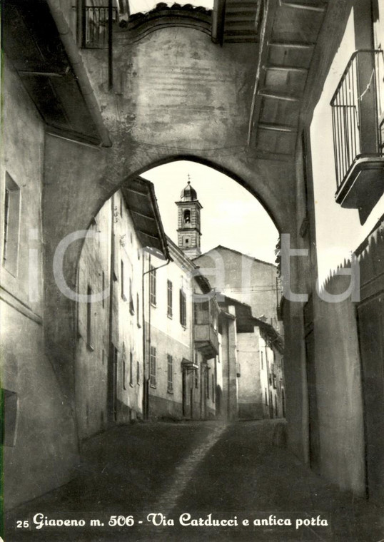 1963 GIAVENO (TO) Veduta di Via CARDUCCI con antica porta *Cartolina FG VG