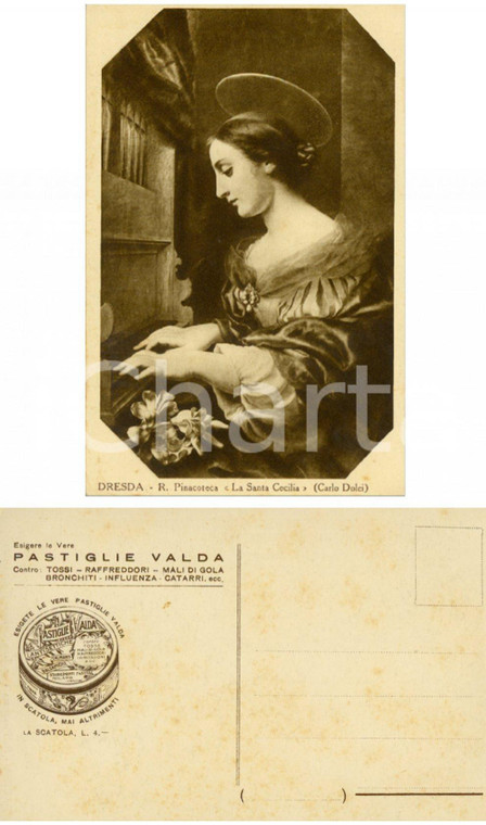 1930 ca DRESDA Regia Pinacoteca e Santa Cecilia *Cartolina Pastiglie VALDA