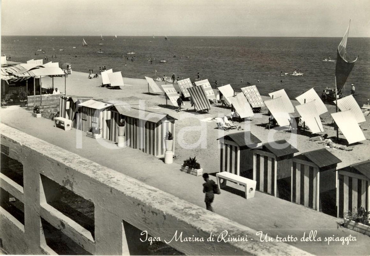 1953 BELLARIA-IGEA MARINA (RN) Veduta tratto di spiaggia con bagnanti *FG VG