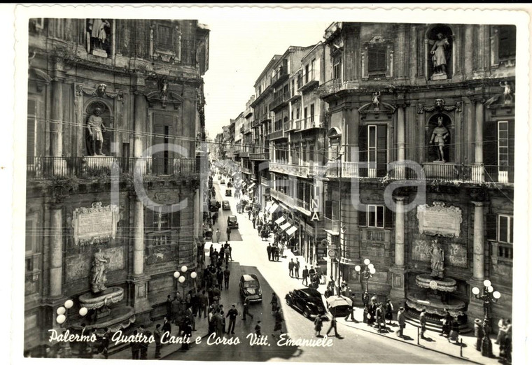 1960 PALERMO Quattro Canti e corso Vittorio Emanuele *Cartolina postale FG VG