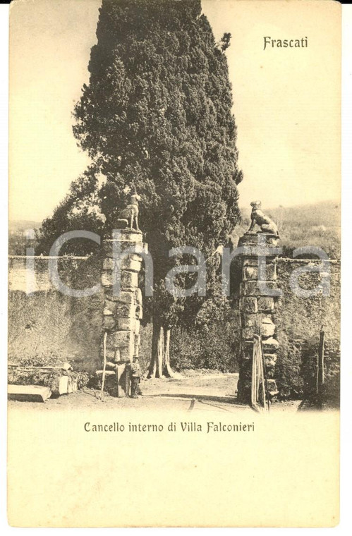 1920 ca FRASCATI (RM) Cancello villa FALCONIERI *Cartolina ANIMATA con guardiano