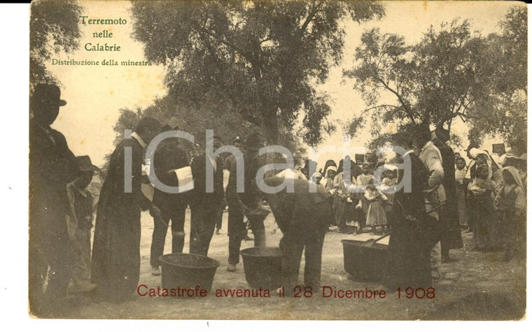 1908 TERREMOTO REGGIO CALABRIA Distribuzione della minestra *Cartolina ANIMATA
