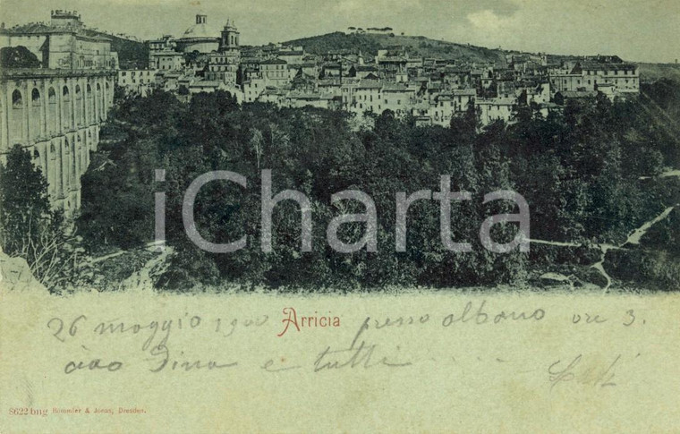 1900 ARICCIA (ROMA) Veduta panoramica del paese *Cartolina postale FP VG