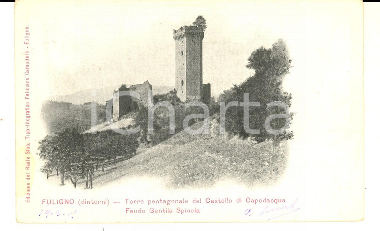 1905 FOLIGNO (PG) Torre del Castello di CAPODACQUA *Cartolina Onorino LUCAT FP 