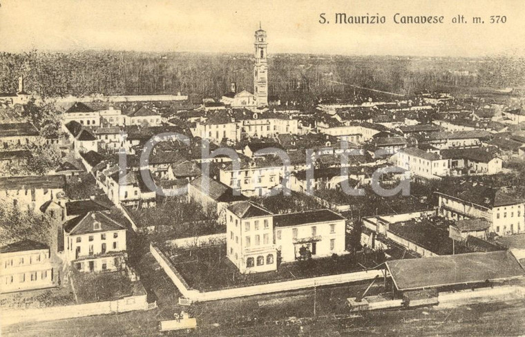 1915 ca SAN MAURIZIO CANAVESE (TO) Veduta panoramica del paese *Cartolina FP VG
