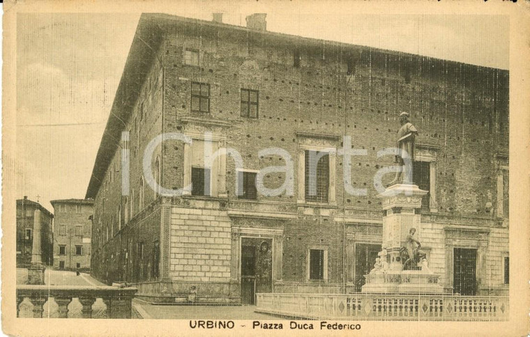 1916 URBINO (PU) Piazza DUCA FEDERICO con monumento *Cartolina FP VG
