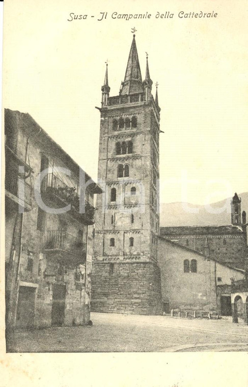 1900 ca SUSA (TO) Veduta campanile Cattedrale di SAN GIUSTO *Cartolina FP NV