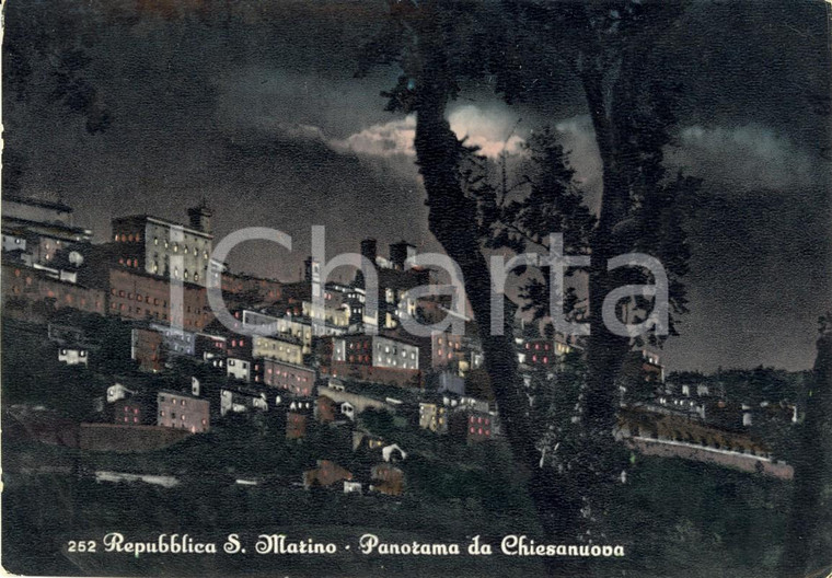 1963 REPUBBLICA SAN MARINO Panorama notturno da CHIESANUOVA *Cartolina FG VG
