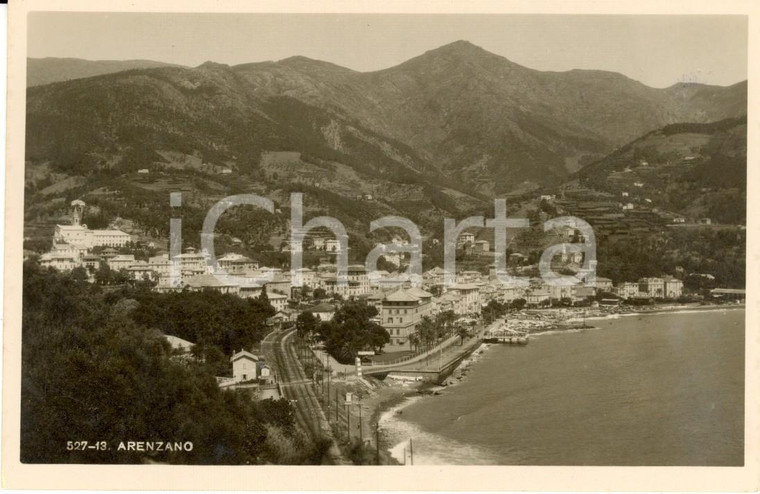 1940 ca ARENZANO (GE) Veduta paese con ferrovia sul lungomare *Cartolina FP NV