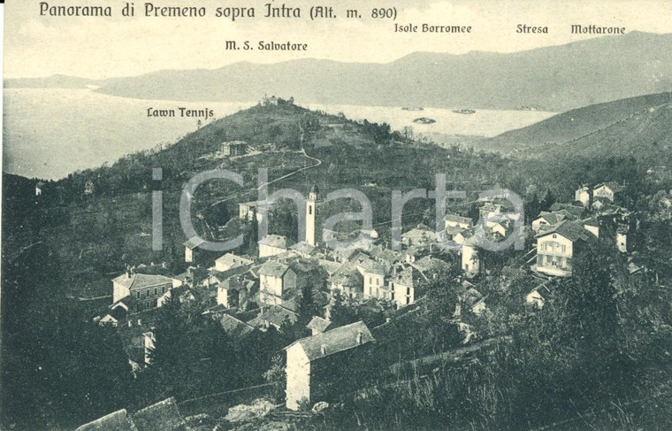 1920 ca PREMENO (VB) Panorama paese con Monte SAN SALVATORE *Cartolina FP NV