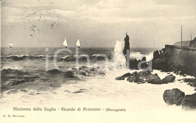 1907 ARENZANO (GE) MADONNA della GUGLIA - Mareggiata *Cartolina postale FP VG