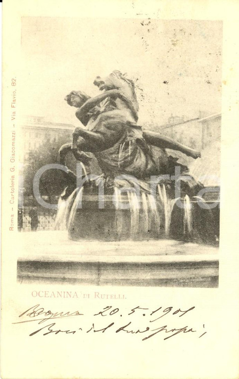 1901 ARTE Mario RUTELLI Fontana delle NAIADI a ROMA - OCEANINA *Cartolina FP VG