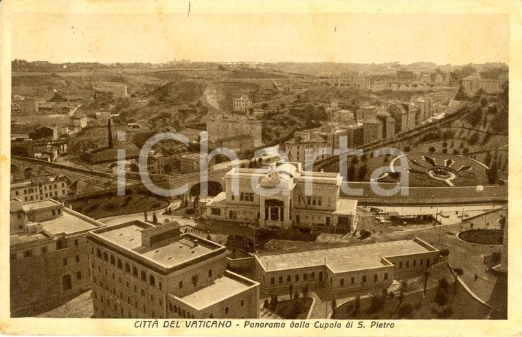 1933 ROMA VATICANO Panorama città dalla Cupola di SAN PIETRO *Cartolina FP VG