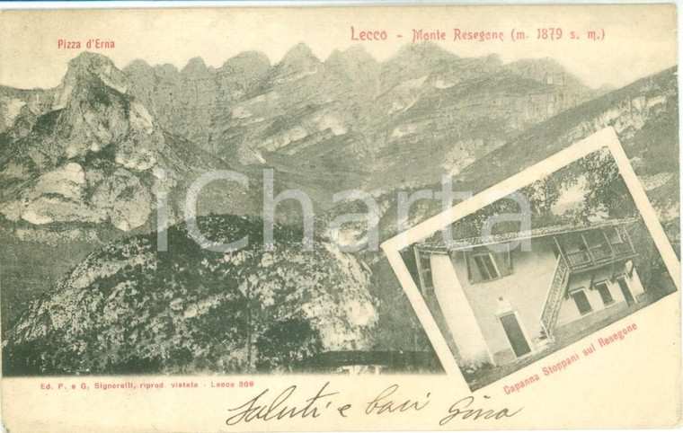 1900 ca LECCO Monte RESEGONE e Capanna STOPPANI *Cartolina FP VG