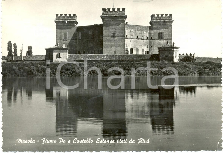 1961 MESOLA (FE) Veduta del fiume PO e del Castello ESTENSE *Cartolina FG VG