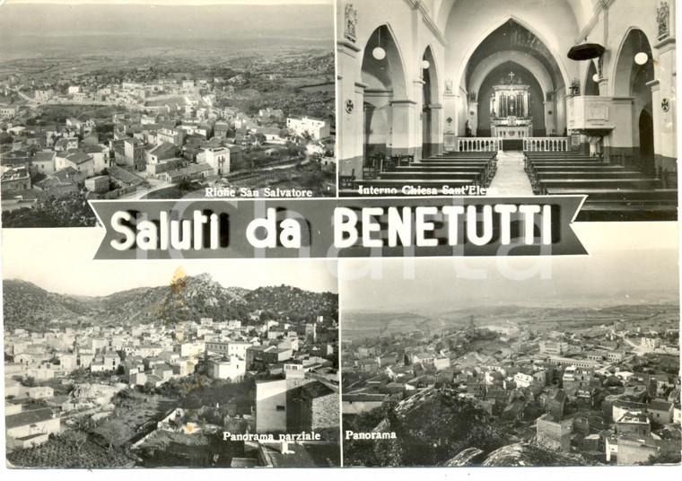 1955 circa BENETUTTI (SS) Vedutine Chiesa SANT'ELENA SAN SALVATORE *Cartolina FG