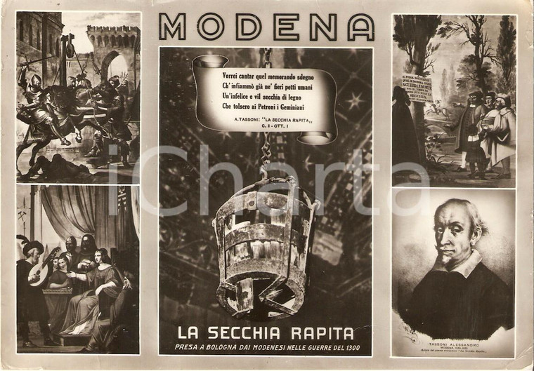 1955 ca MODENA Vedutine Secchia Rapita Ritratto Alessandro TASSONI *Cartolina FG