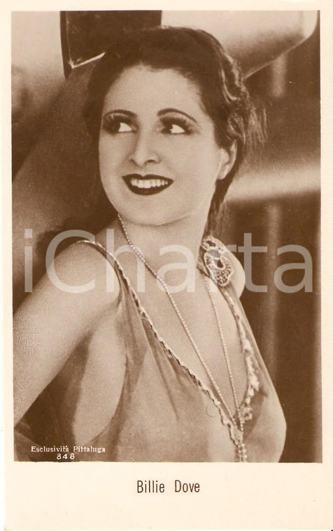 1925 ca CINEMA Actress Billie DOVE  Portrait with necklace *Cartolina FP NV