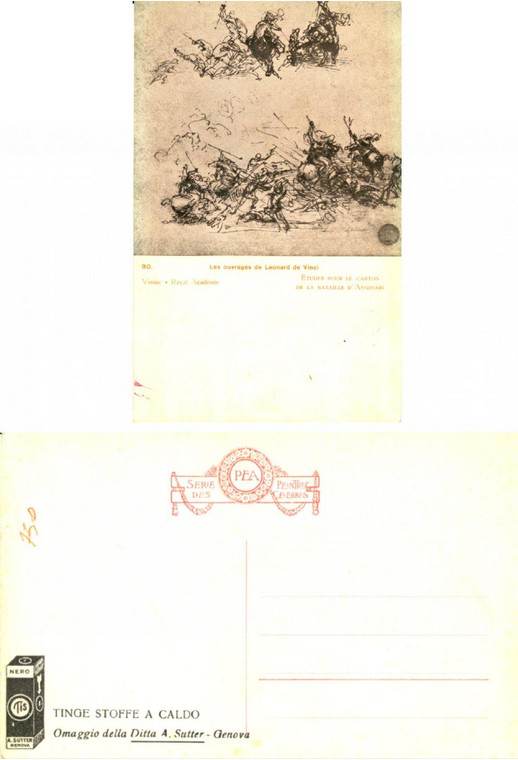 1920 ca GENOVA Cartolina DITTA SUTTER Battaglia di Anghiari *Pubblicitaria