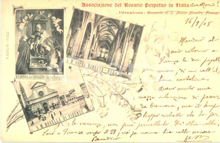 1905 ASSOCIAZIONE DEL ROSARIO PERPETUO Vedutine di Chiese *Cartolina FP VG