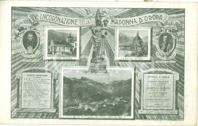 1920 SANTUARIO DI OROPA (BI) IV incoronazione della Madonna *Cartolina FP NV