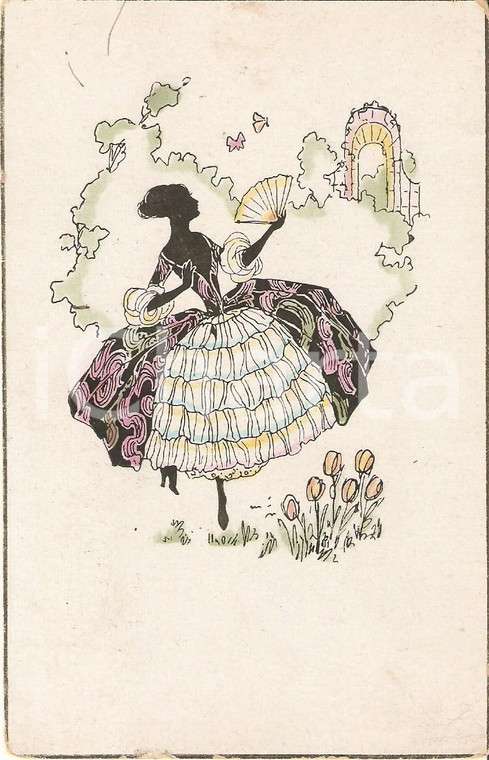 1931 COSTUMI Nobildonna danzante *Cartolina postale ILLUSTRATA FP VG