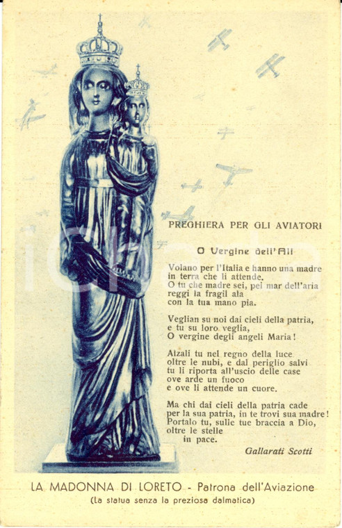 1941 LORETO (AN) Preghiera per gli aviatori - O Vergine dell'Ali *Cartolina