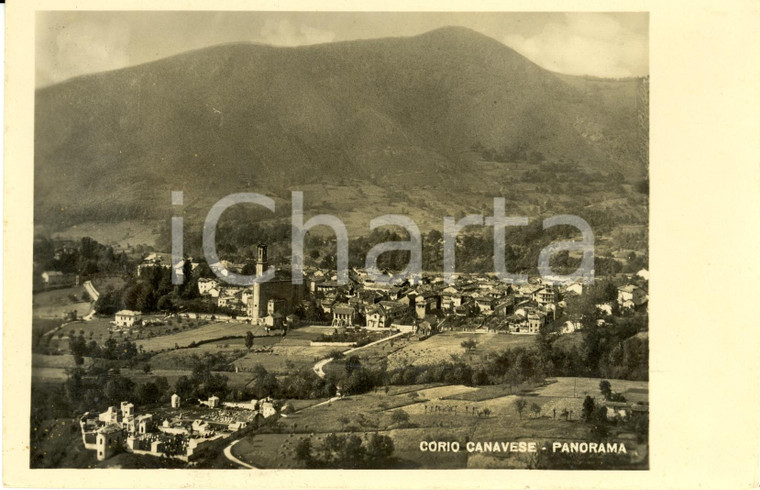 1940 ca CORIO CANAVESE (TO) Veduta panoramica dell'abitato *Cartolina FP NV