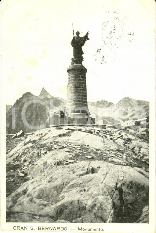 1925 COLLE GRAN SAN BERNARDO (AO) Monumento con statua del santo *Cartolina FP