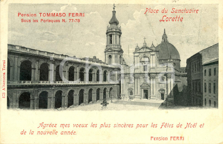 1902 LORETO (AN) Veduta della piazza del SANTUARIO *Cartolina postale FP VG