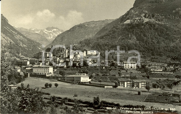 1950 ca CHATILLON (AO) VALLE D'AOSTA Panorama generale *Cartolina postale FP NV