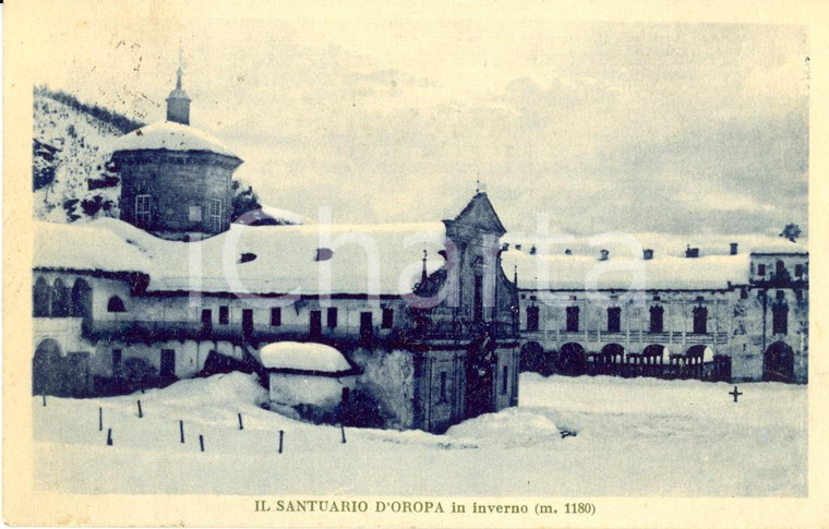 1915 ca OROPA (BI) Veduta del santuario in inverno *Cartolina postale FP VG