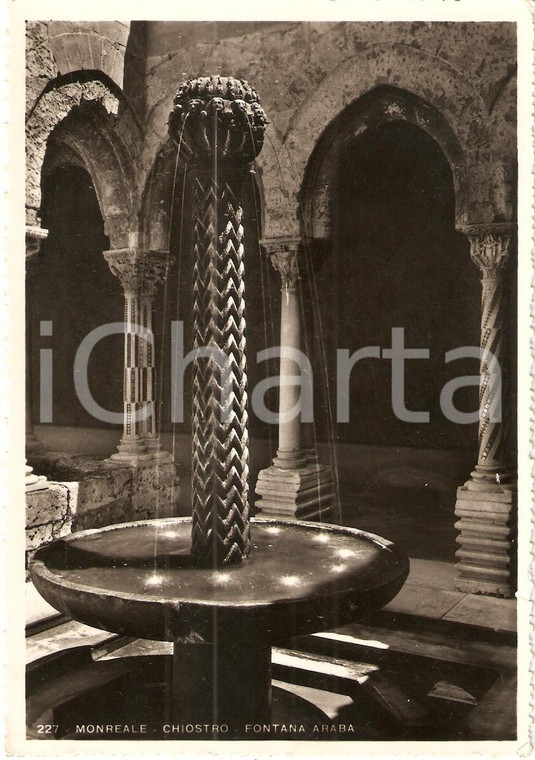 1956 MONREALE (PA) DUOMO Fontana Araba del Chiostro *Cartolina FG VG